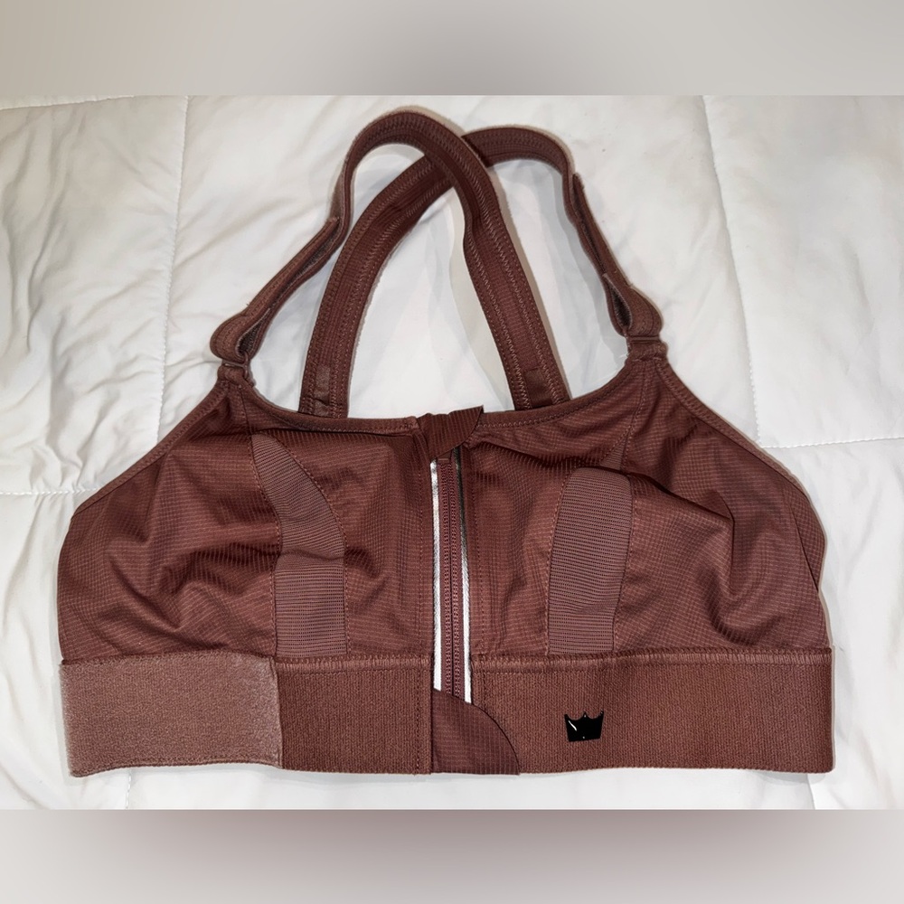 SHEFIT High Impact Ultimate Zip Front Sports Bra 110002 Brown Size Medium